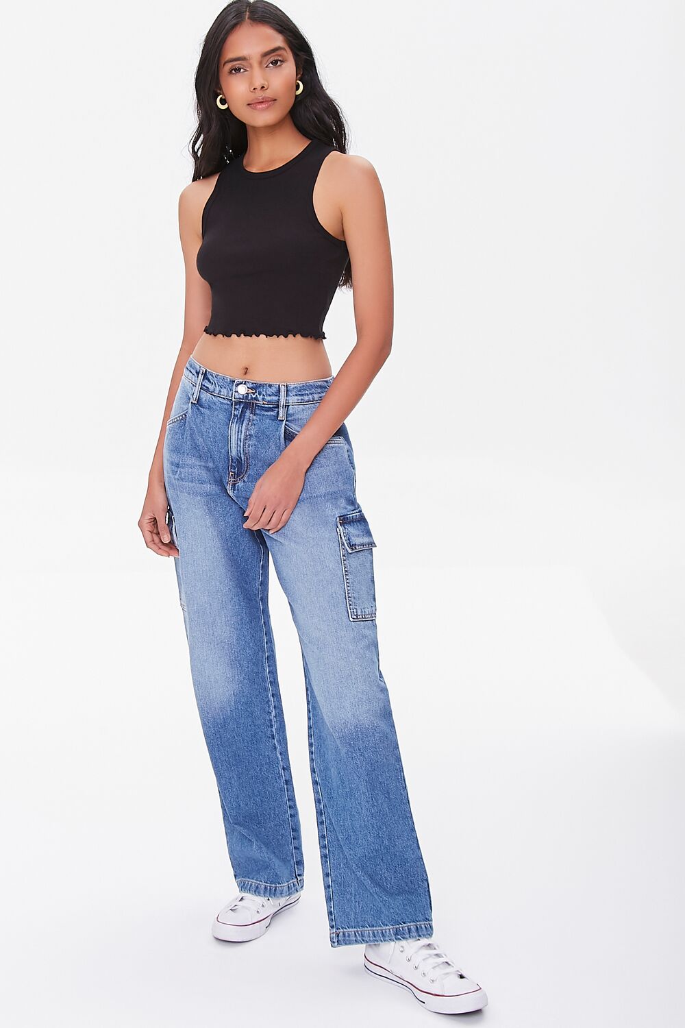 Cargo Straight-Leg Jeans-Feelings Star