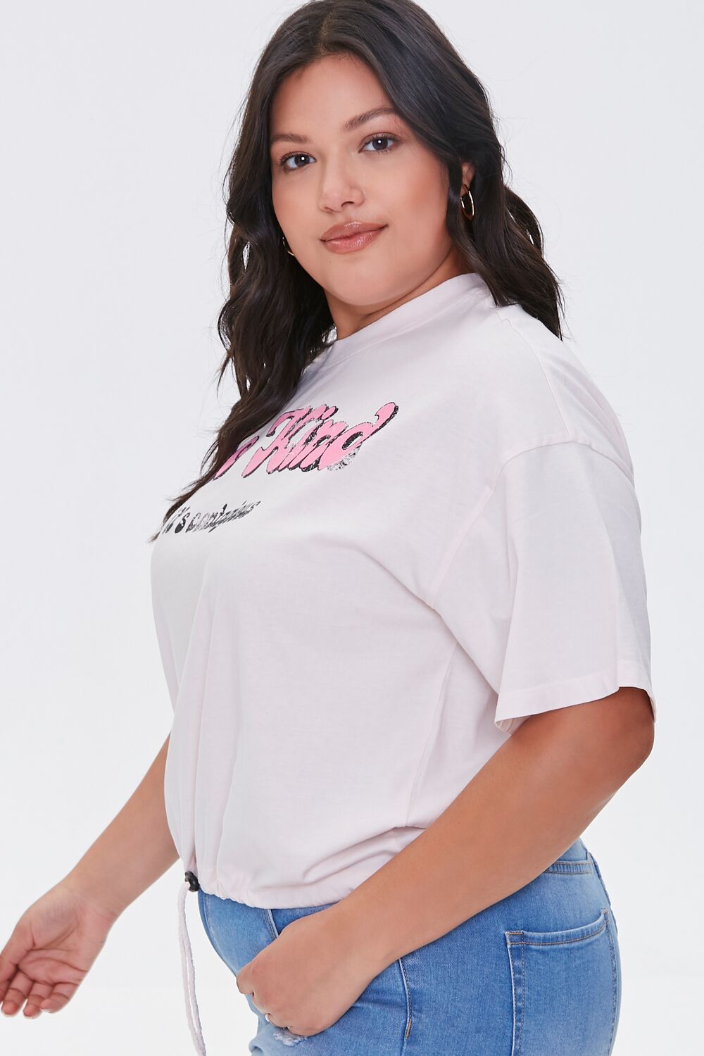 Plus Size Be Kind Cropped Graphic Tee-Feelings Star