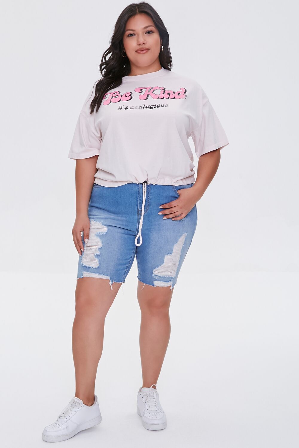 Plus Size Be Kind Cropped Graphic Tee-Feelings Star