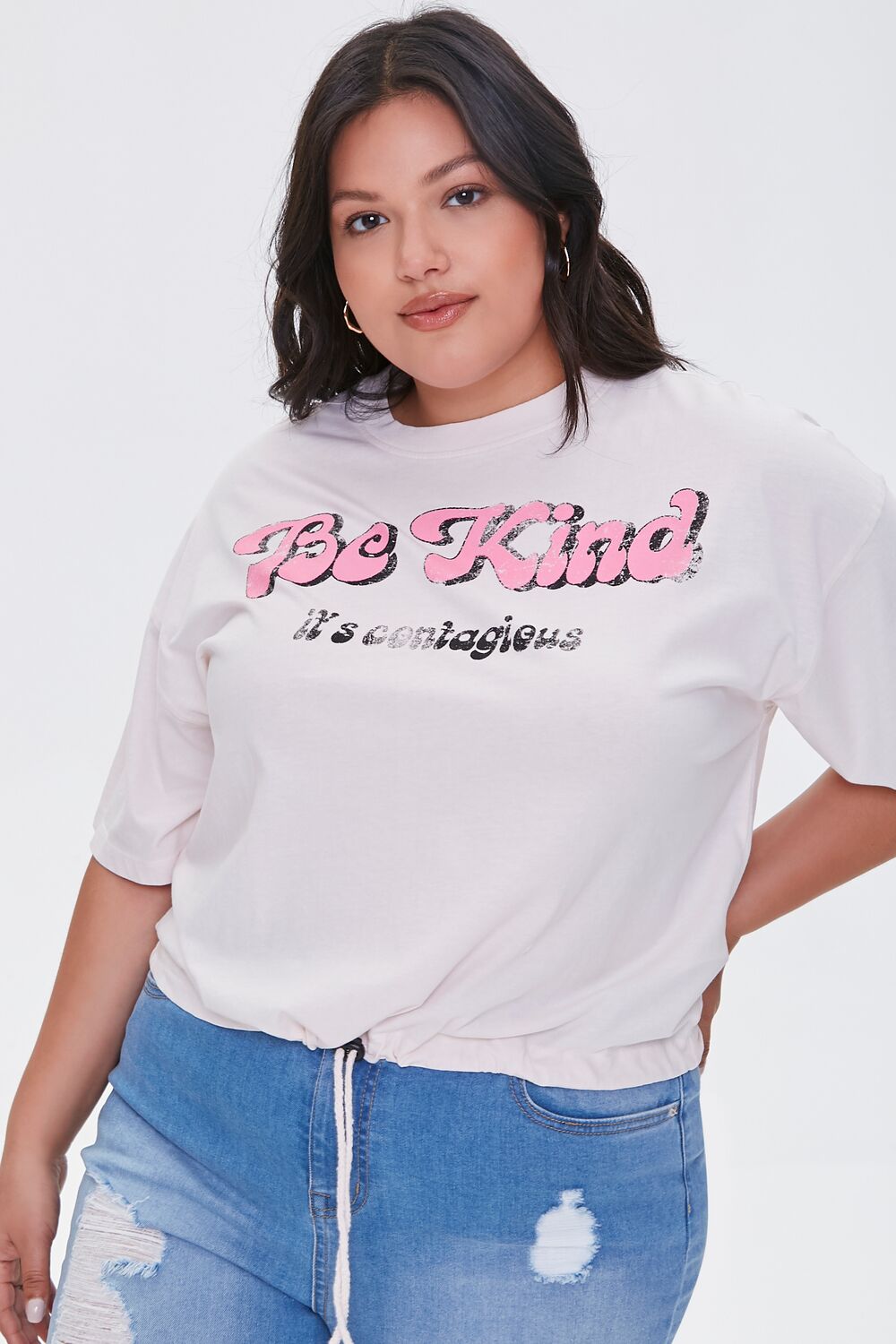 Plus Size Be Kind Cropped Graphic Tee-Feelings Star