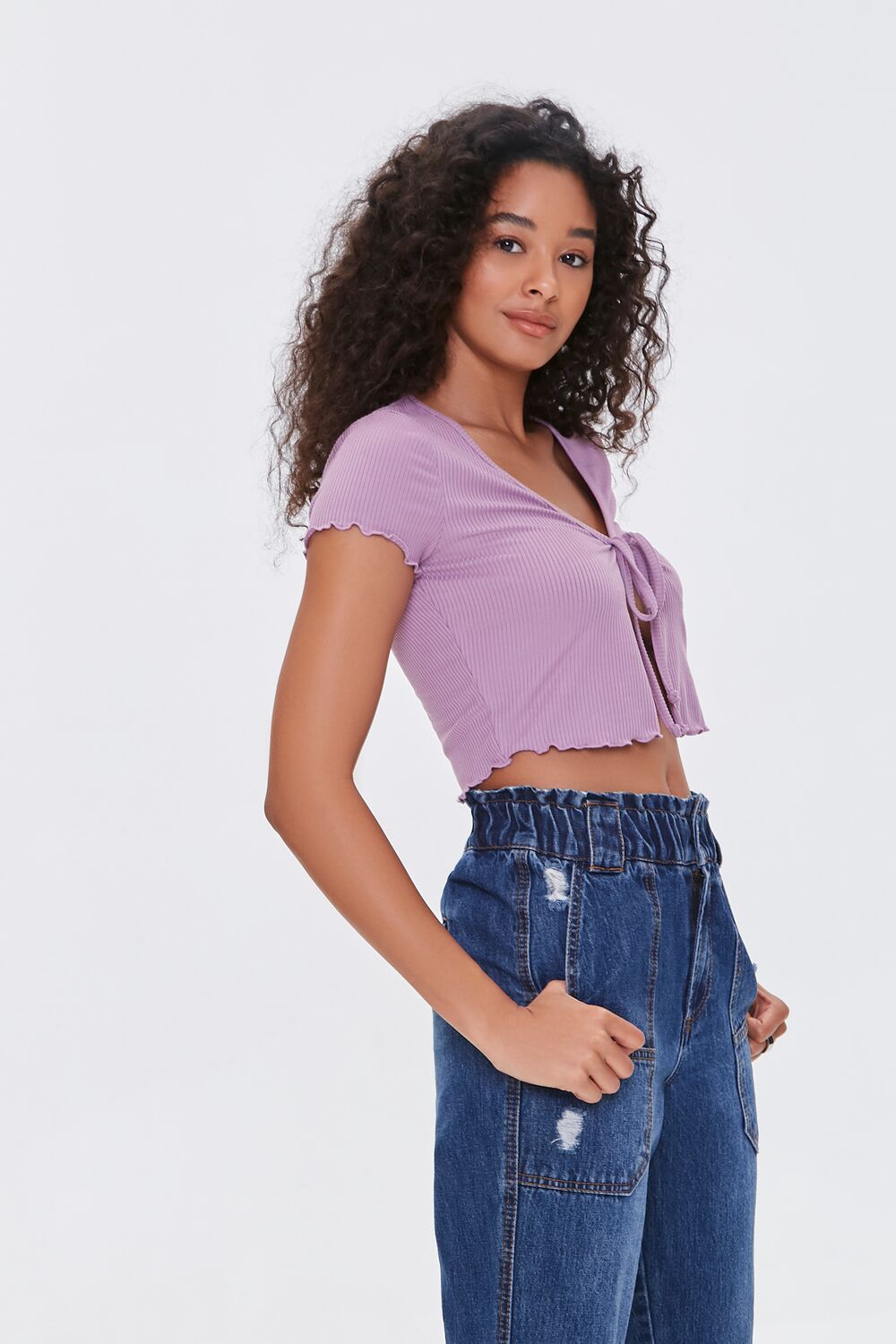 Split-Hem Lettuce-Edge Tee-Feelings Star