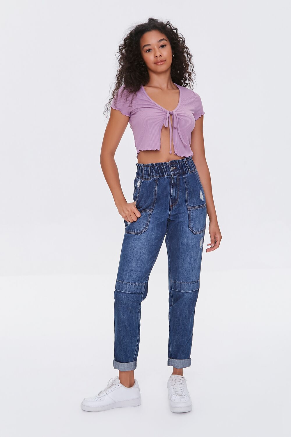 Split-Hem Lettuce-Edge Tee-Feelings Star