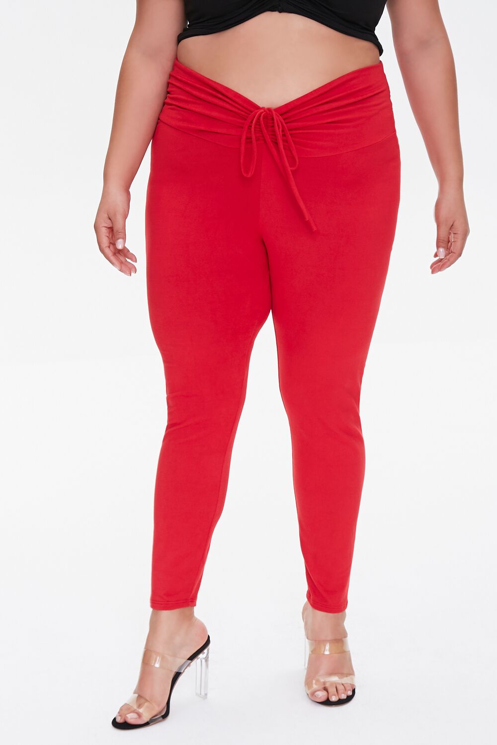 Plus Size Drawstring Leggings-Feelings Star