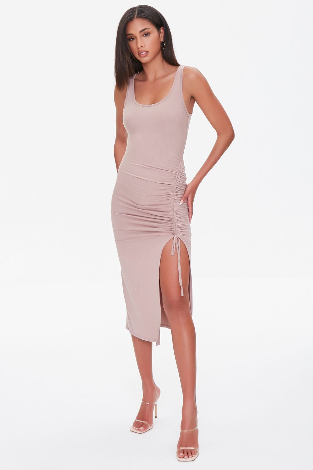Ruched Drawstring Midi Dress-Feelings Star