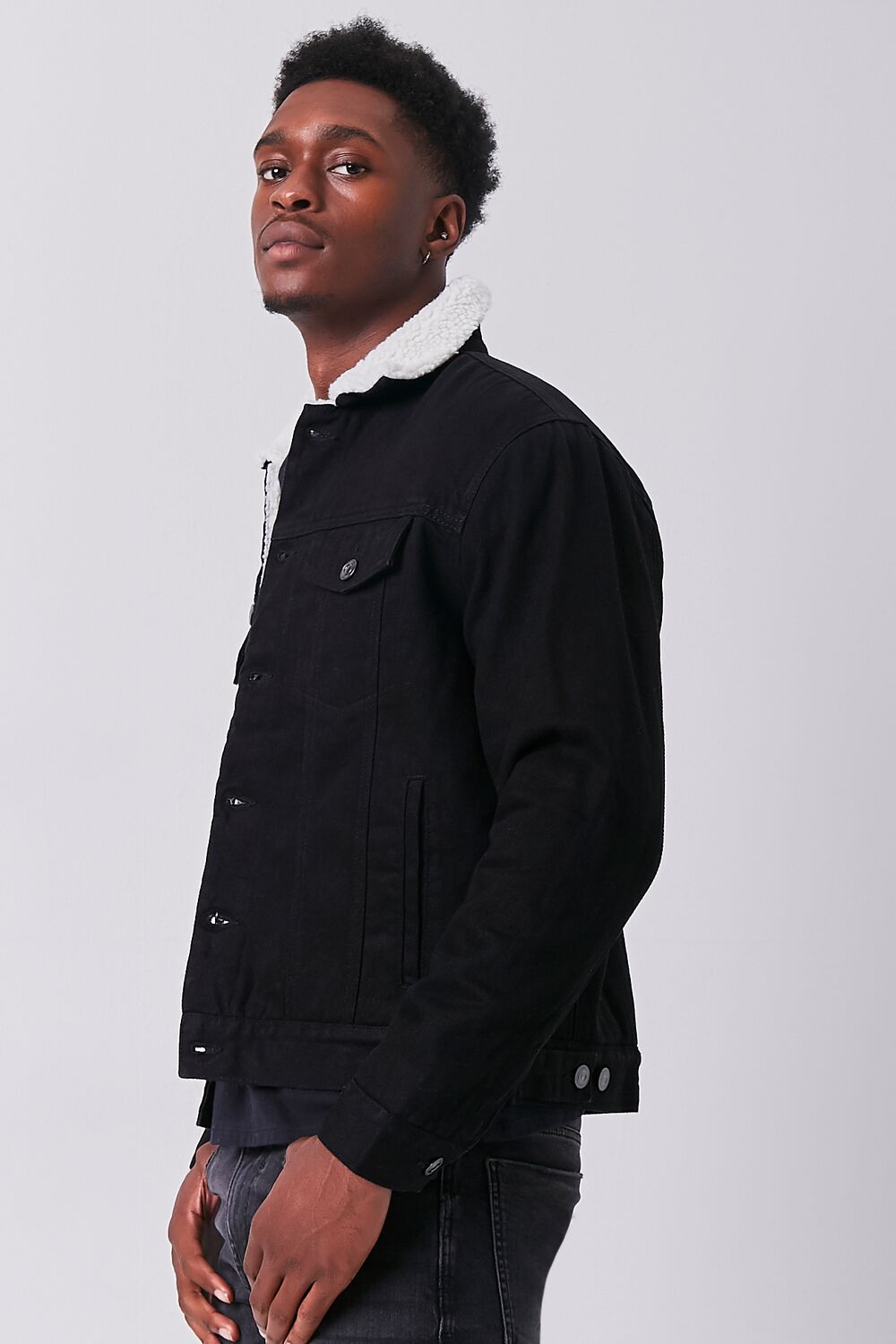 Denim Faux Shearling Jacket