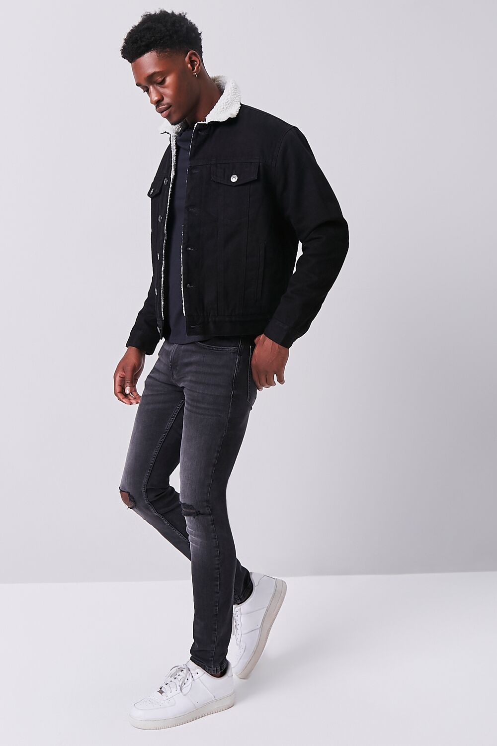 Denim Faux Shearling Jacket