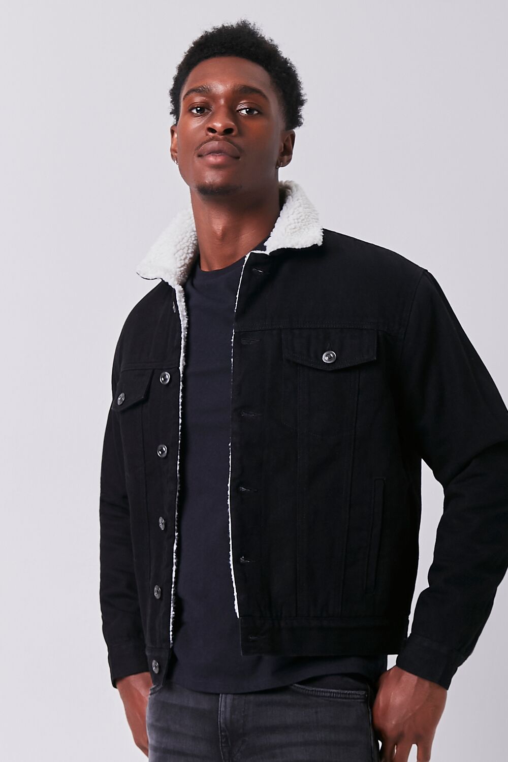 Denim Faux Shearling Jacket