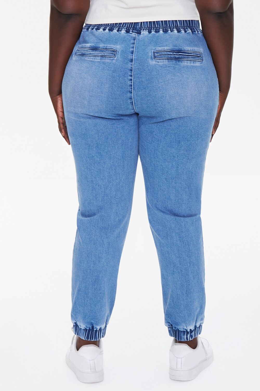 Plus Size Denim Drawstring Joggers-Feelings Star
