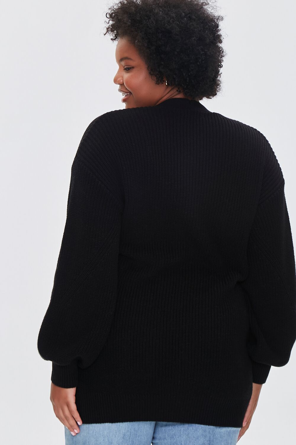 Plus Size Patch-Pocket Cardigan Sweater-Feelings Star