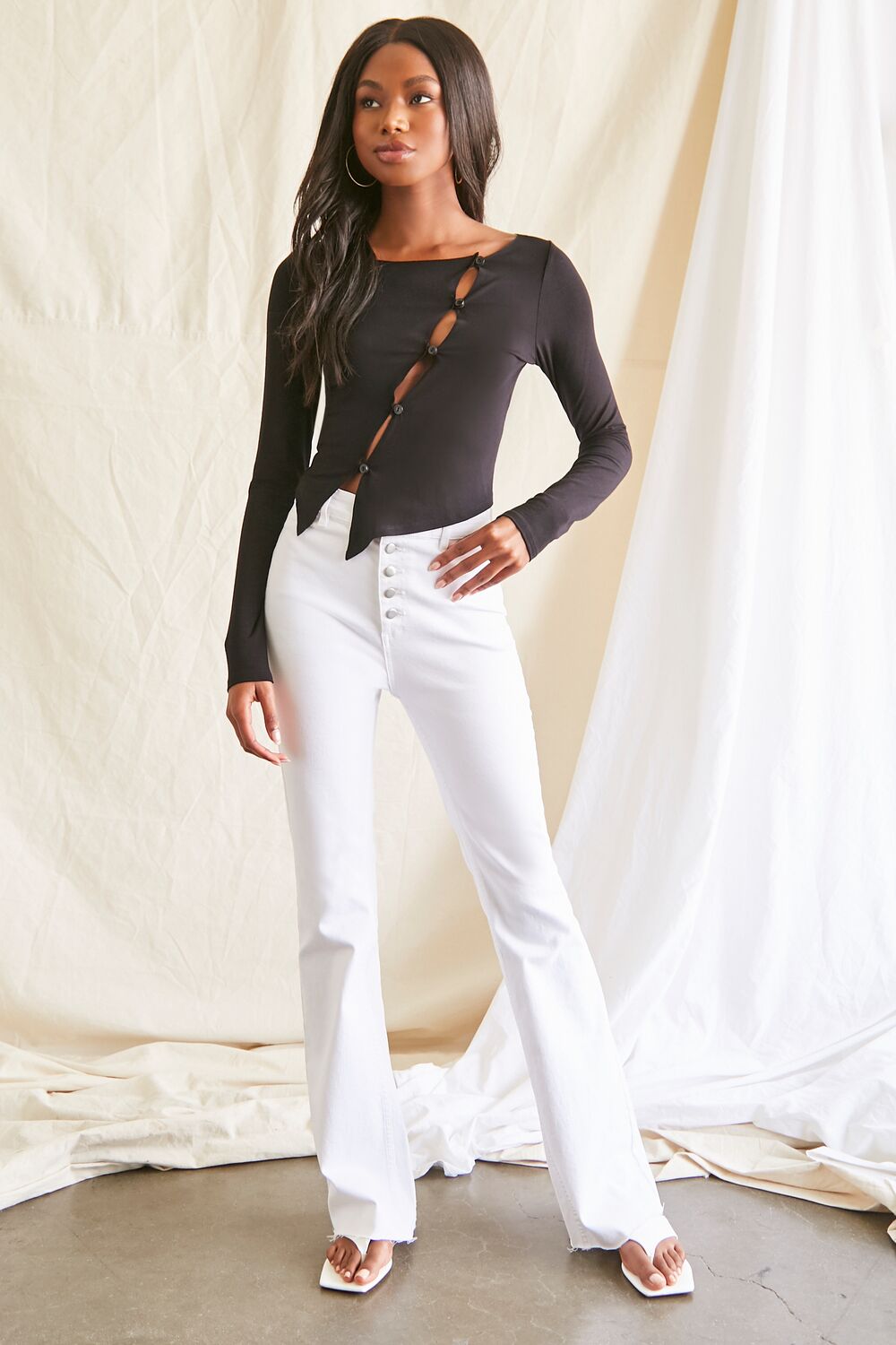 Asymmetrical Buttoned Top-Feelings Star