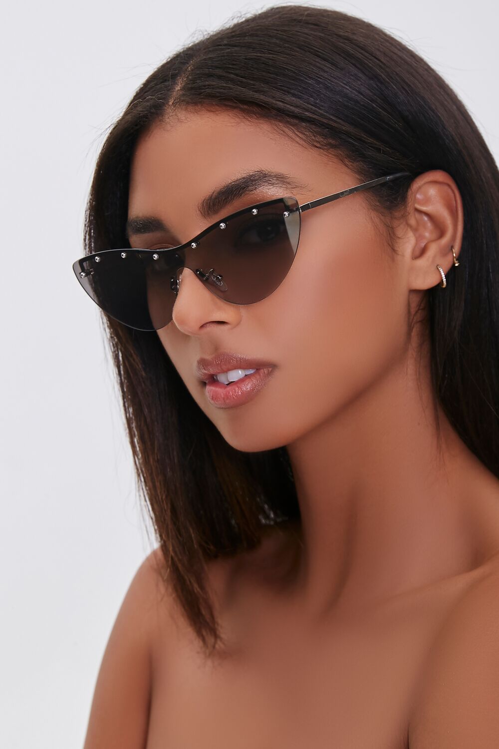 Studded Mirror Cat-Eye Sunglasses-Feelings Star