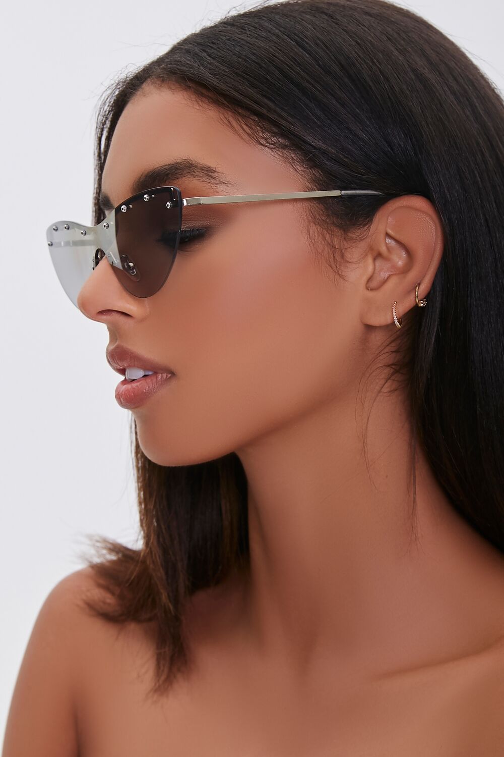 Studded Mirror Cat-Eye Sunglasses-Feelings Star