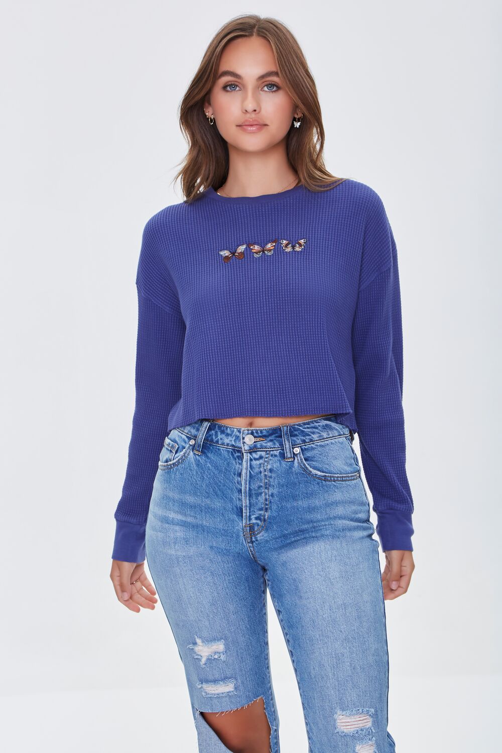 Butterfly Graphic Cropped Tee-Feelings Star