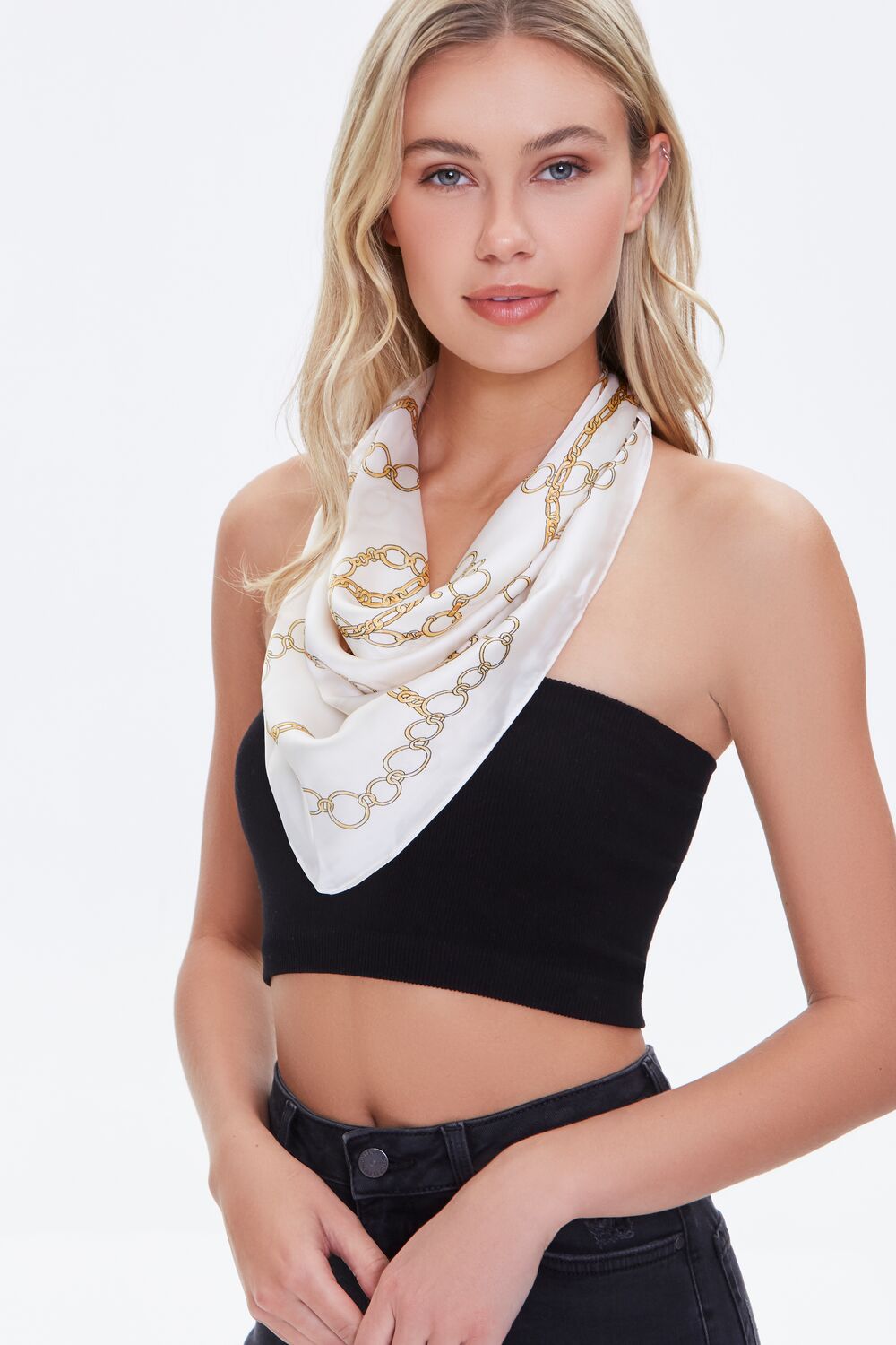 Chain Print Handkerchief Top-Feelings Star