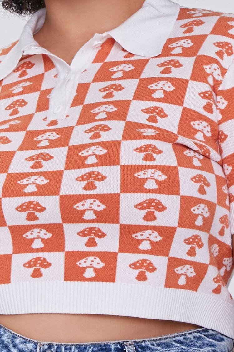 Plus Size Sweater-Knit Checkered Shirt-Feelings Star