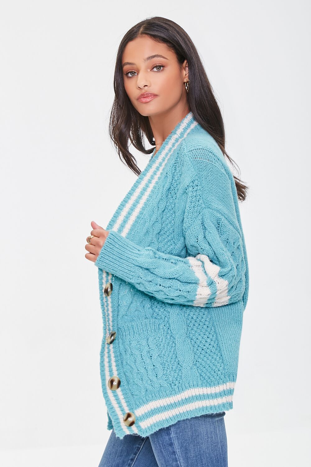 Varsity-Striped Cardigan Sweater-Feelings Star