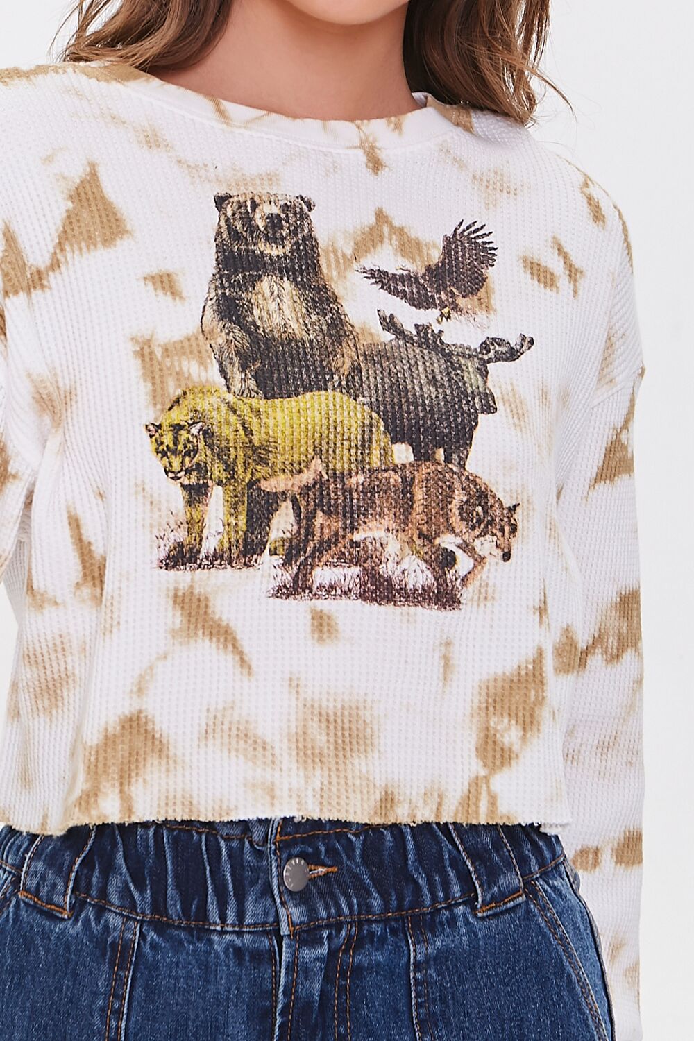 Tie-Dye Animal Graphic Top-Feelings Star