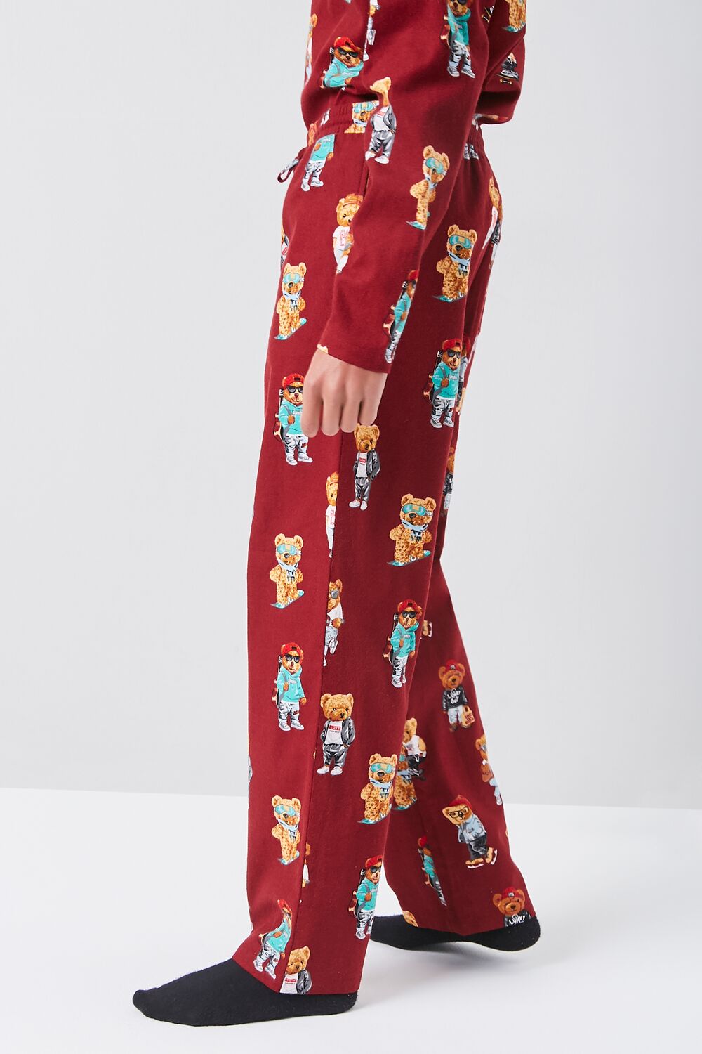 Teddy Bear Print Pajama Pants-Feelings Star