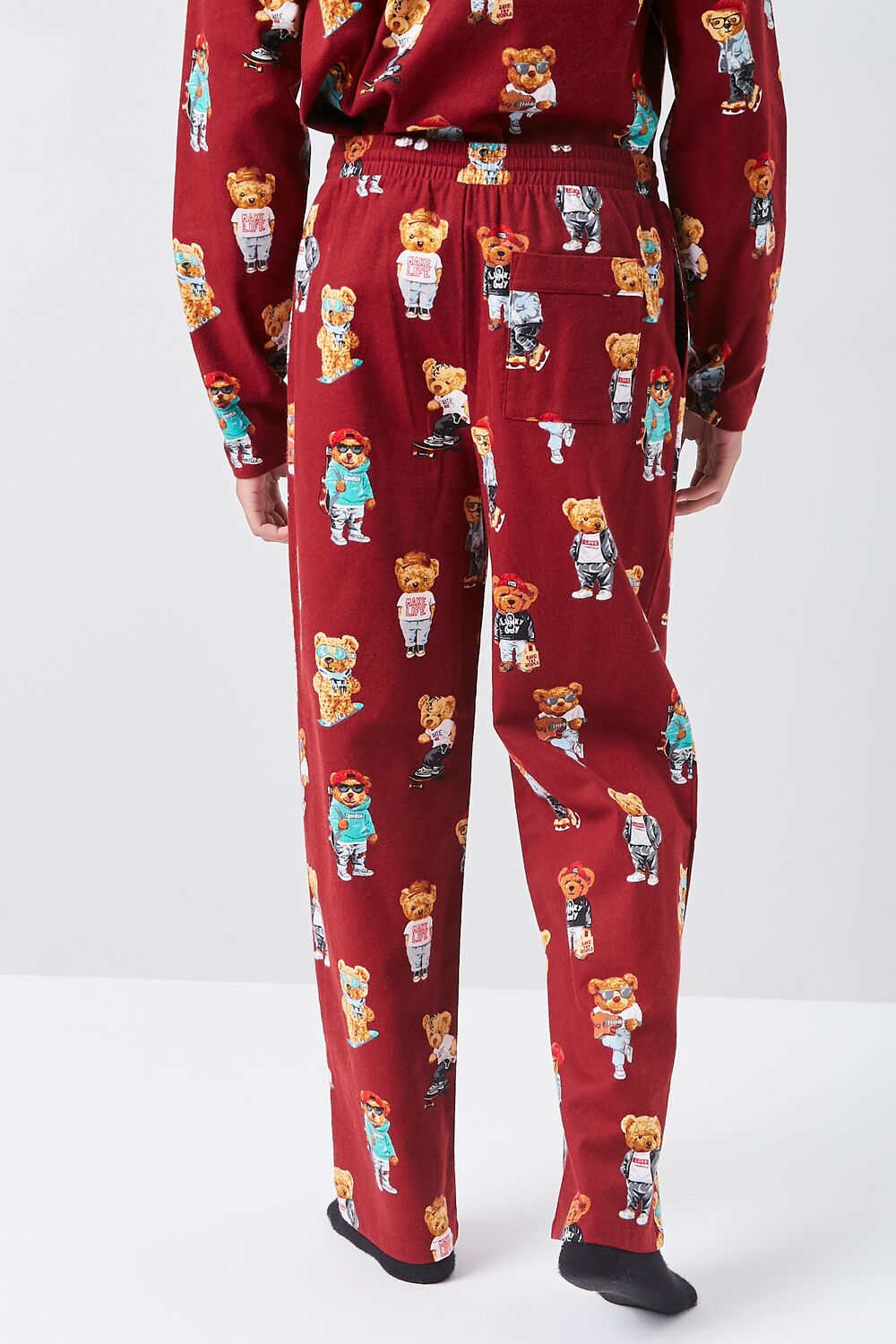 Teddy Bear Print Pajama Pants-Feelings Star