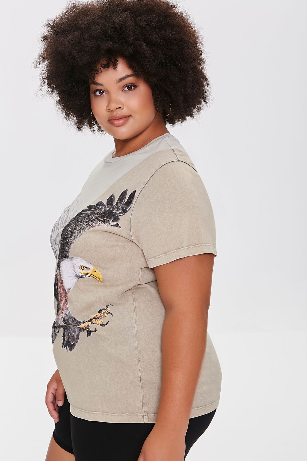 Plus Size Colorblock Eagle Graphic Tee-Feelings Star