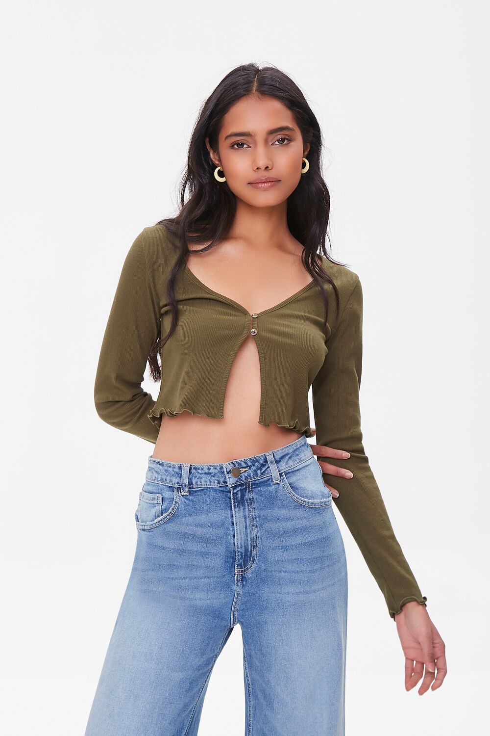 Split-Front Crop Top-Feelings Star