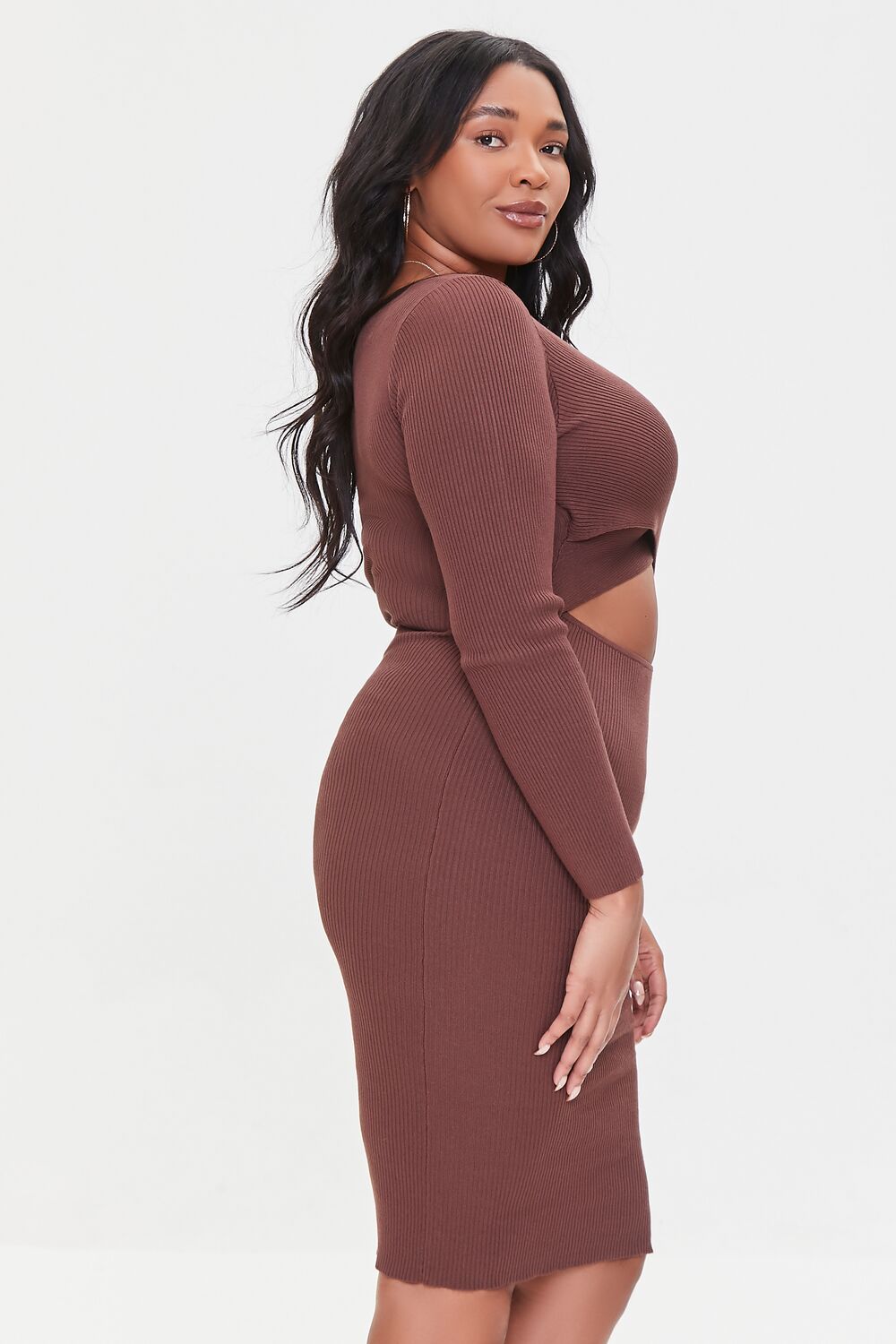 Plus Size Cutout Sweater Dress-Feelings Star