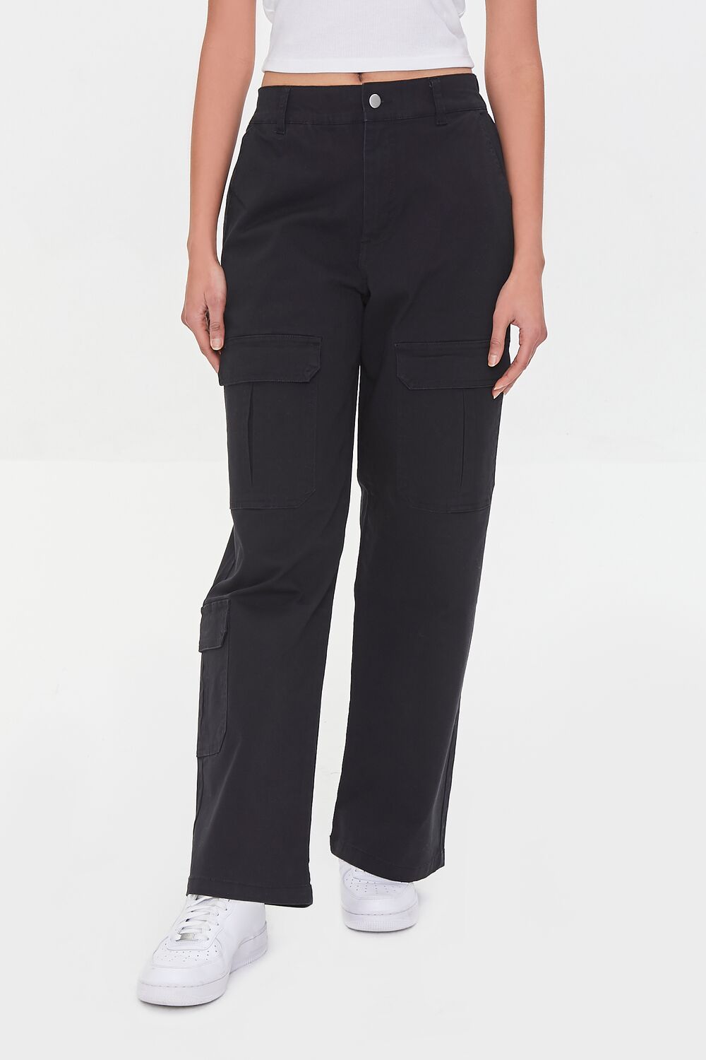 Twill Wide-Leg Cargo Pants-Feelings Star