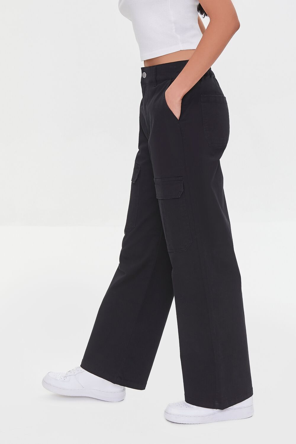 Twill Wide-Leg Cargo Pants-Feelings Star