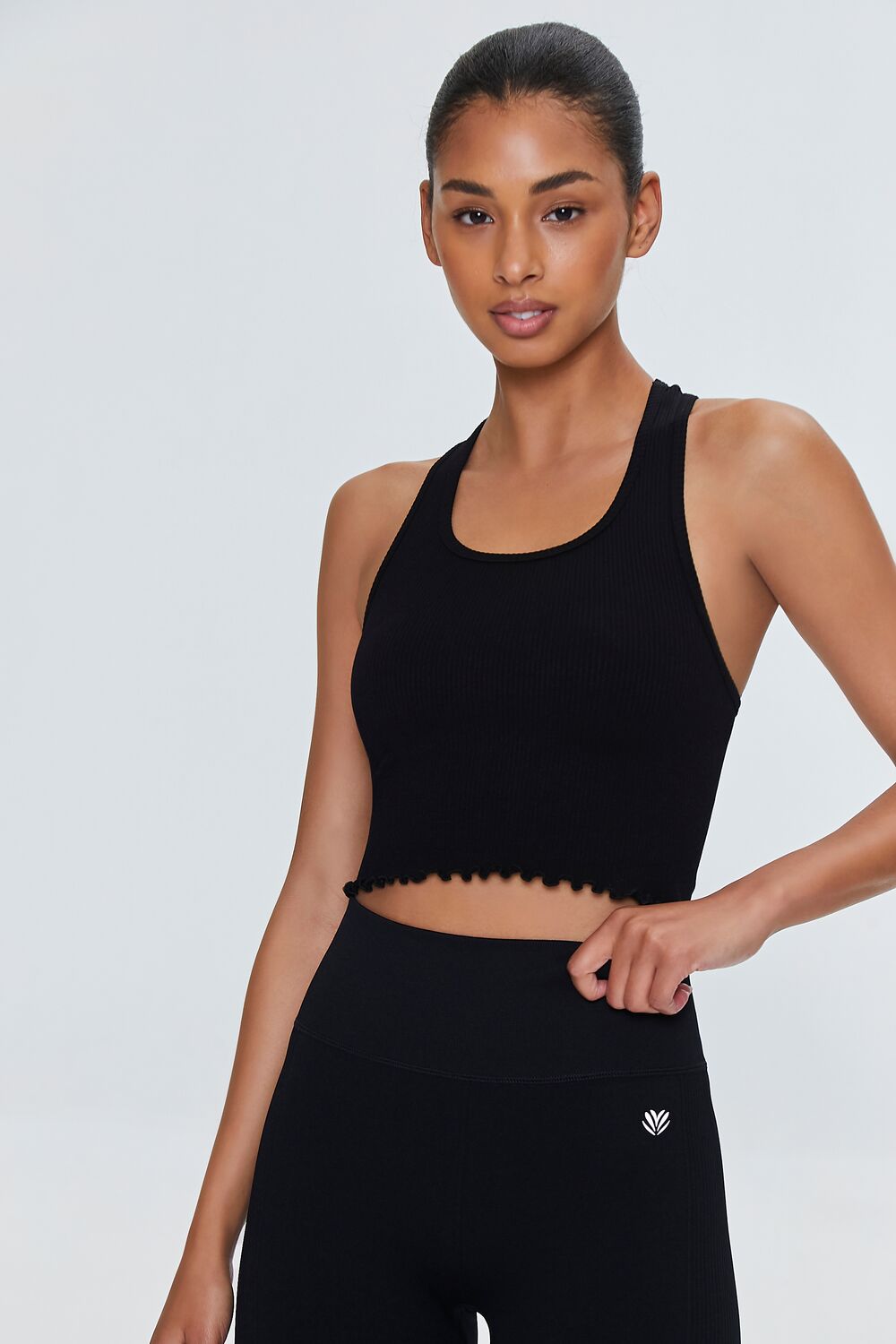 Active Seamless Lettuce-Edge Crop Top-Feelings Star