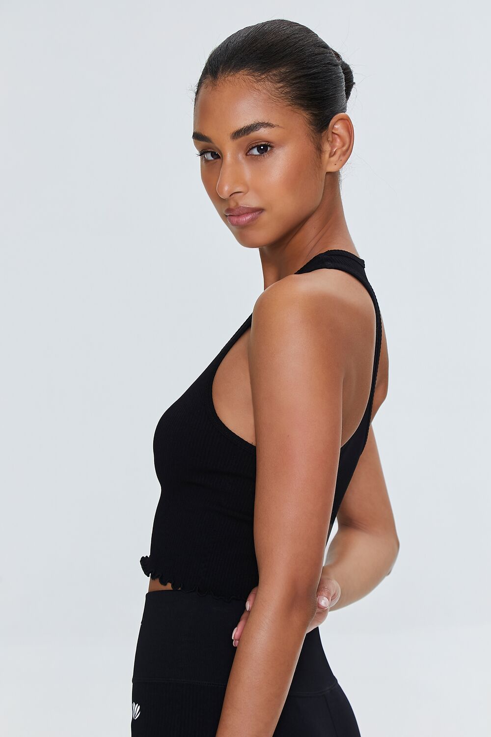 Active Seamless Lettuce-Edge Crop Top-Feelings Star