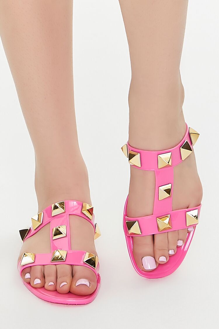 Studded Caged Jelly Sandals-Feelings Star