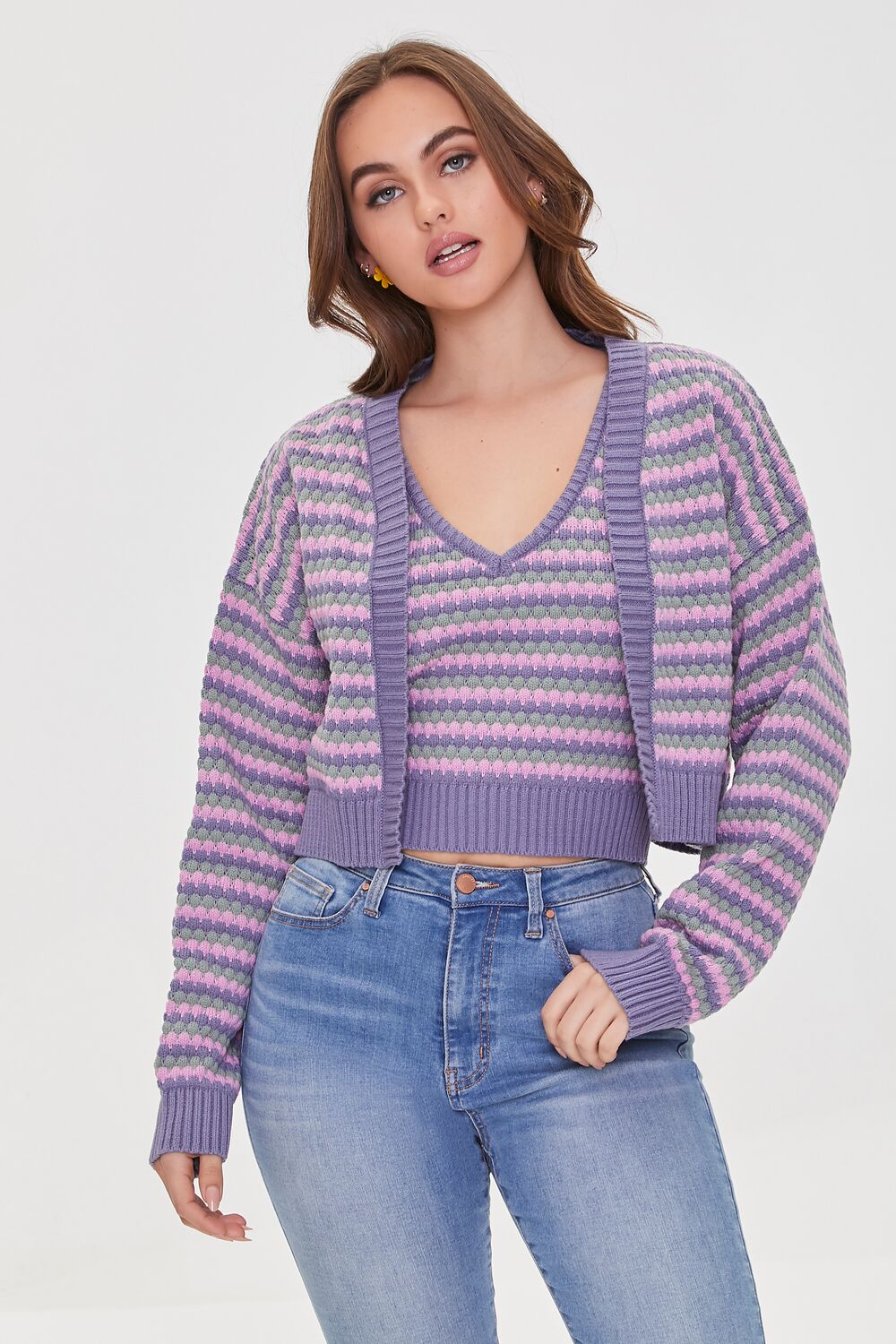 Striped Cardigan Sweater-Feelings Star