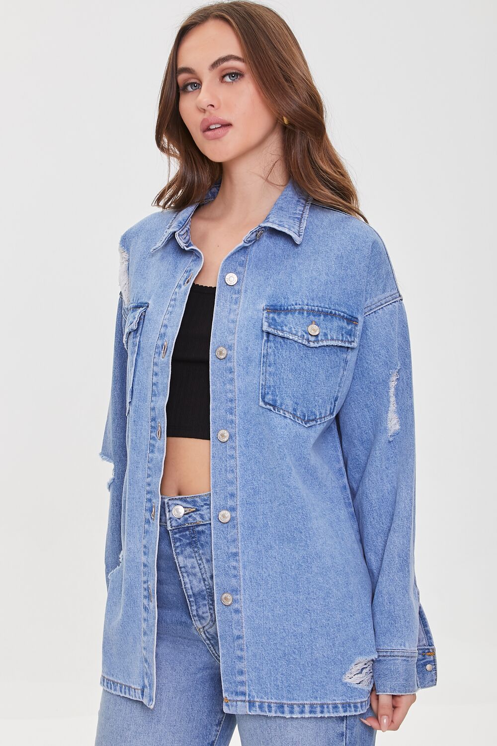 Denim Distressed Shacket