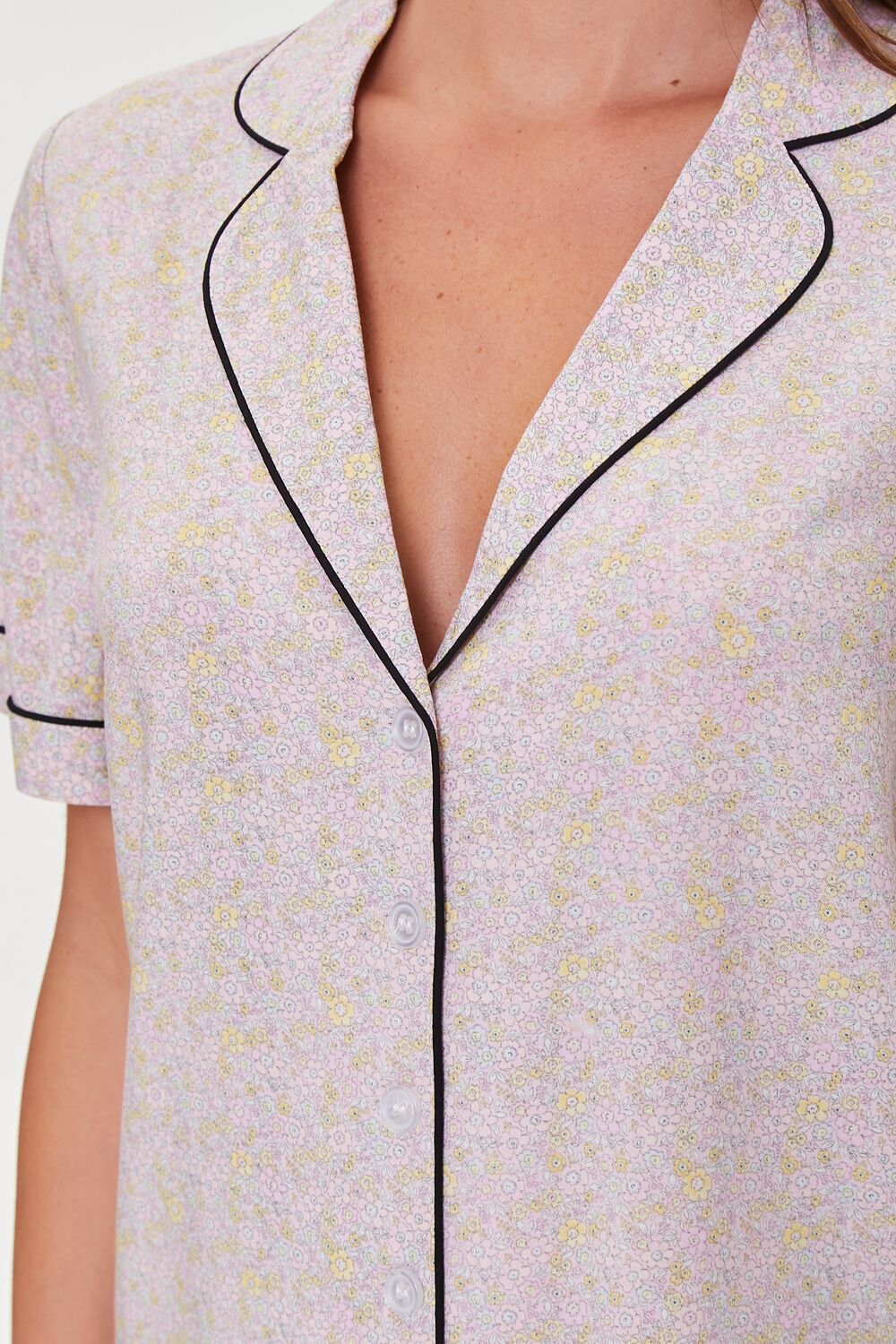 Floral Shirt & Shorts Pajama Set-Feelings Star