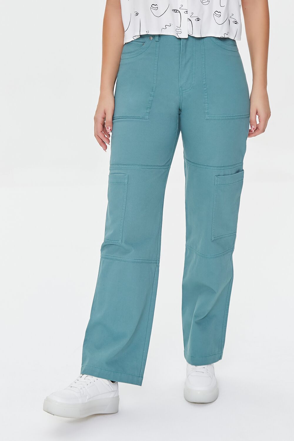 Twill High-Rise Pants-Feelings Star