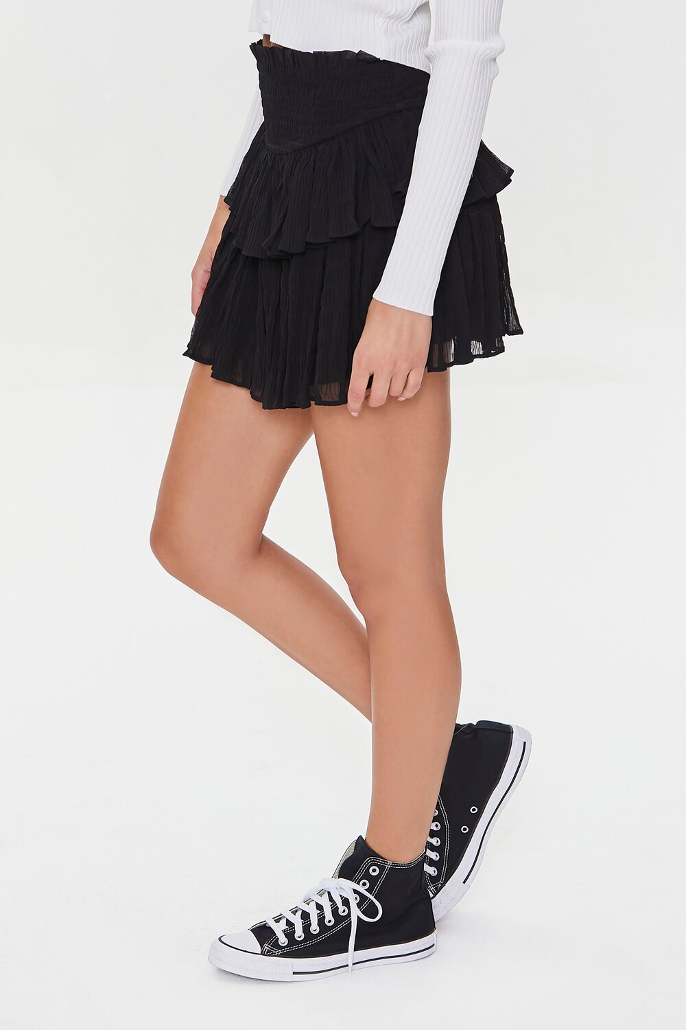 Tiered Ruffle Mini Skirt-Feelings Star