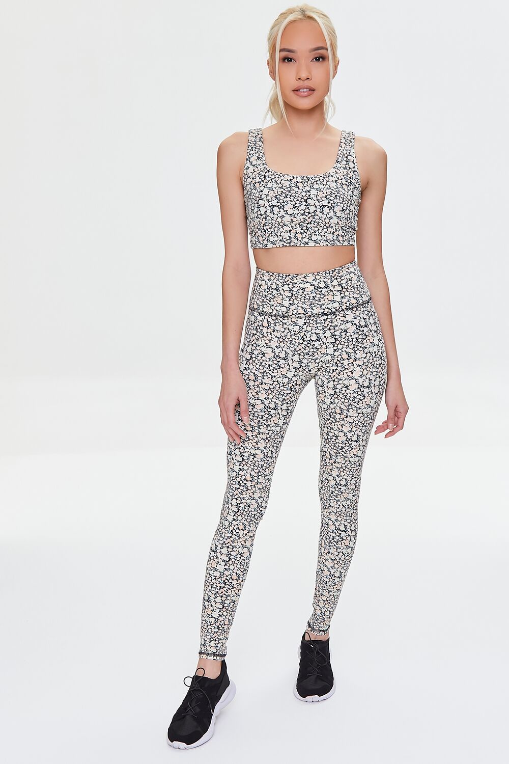 Active Ditsy Floral Leggings-Feelings Star