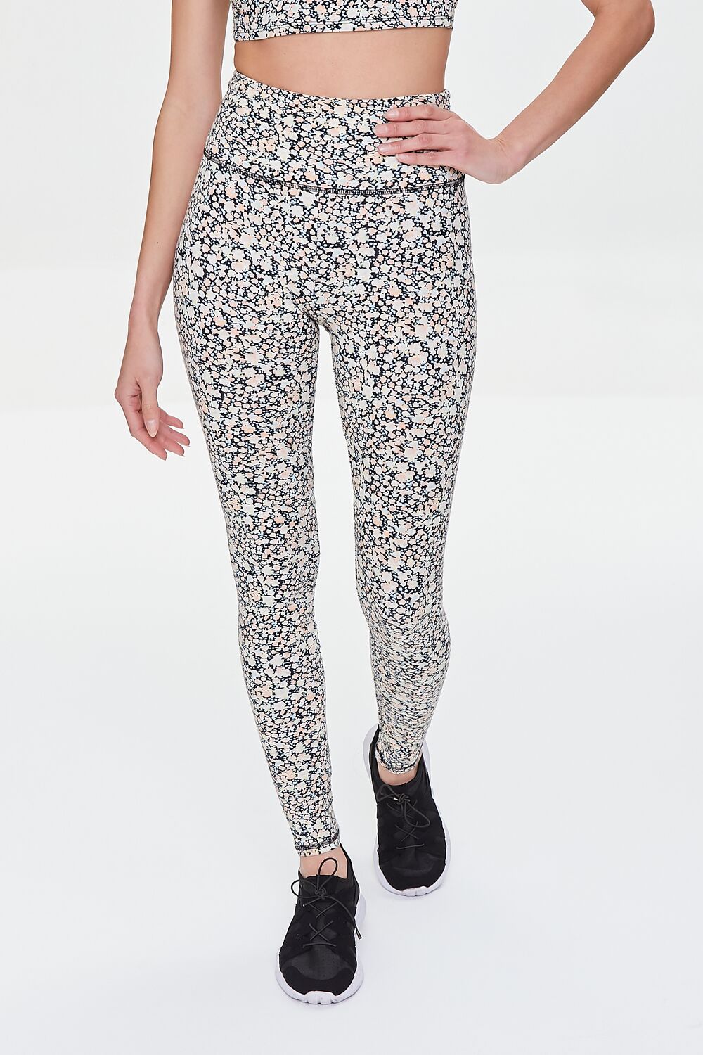 Active Ditsy Floral Leggings-Feelings Star