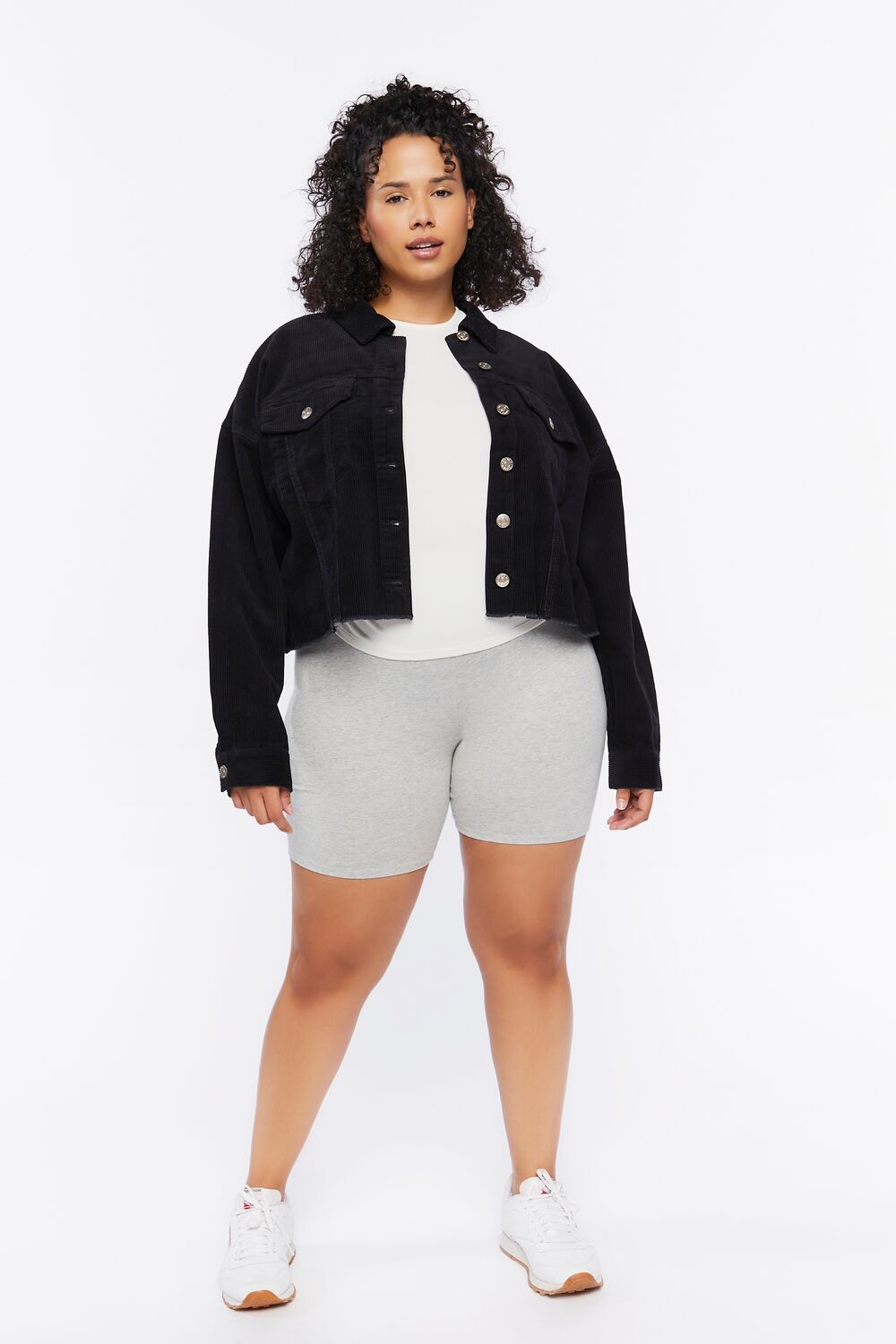 Plus Size Basic Organically Grown Cotton Biker Shorts-Feelings Star