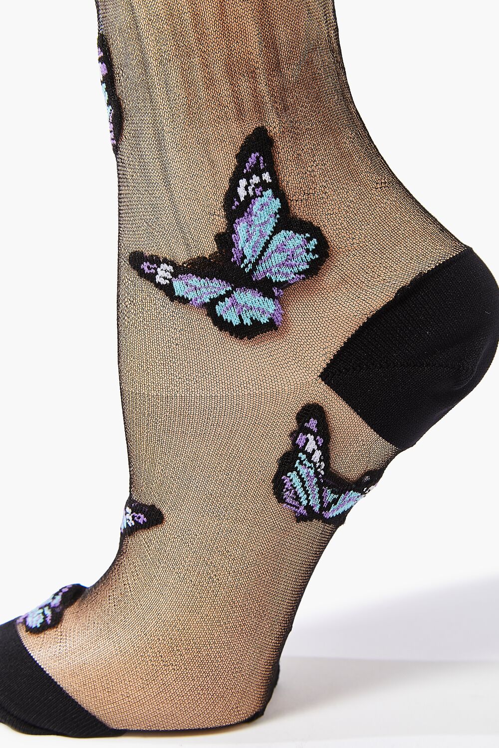 Butterfly Print Mesh Crew Socks-Feelings Star