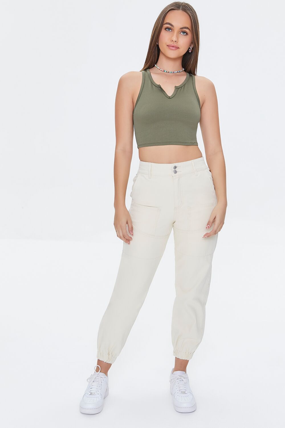 Split-Neck Crop Top-Feelings Star