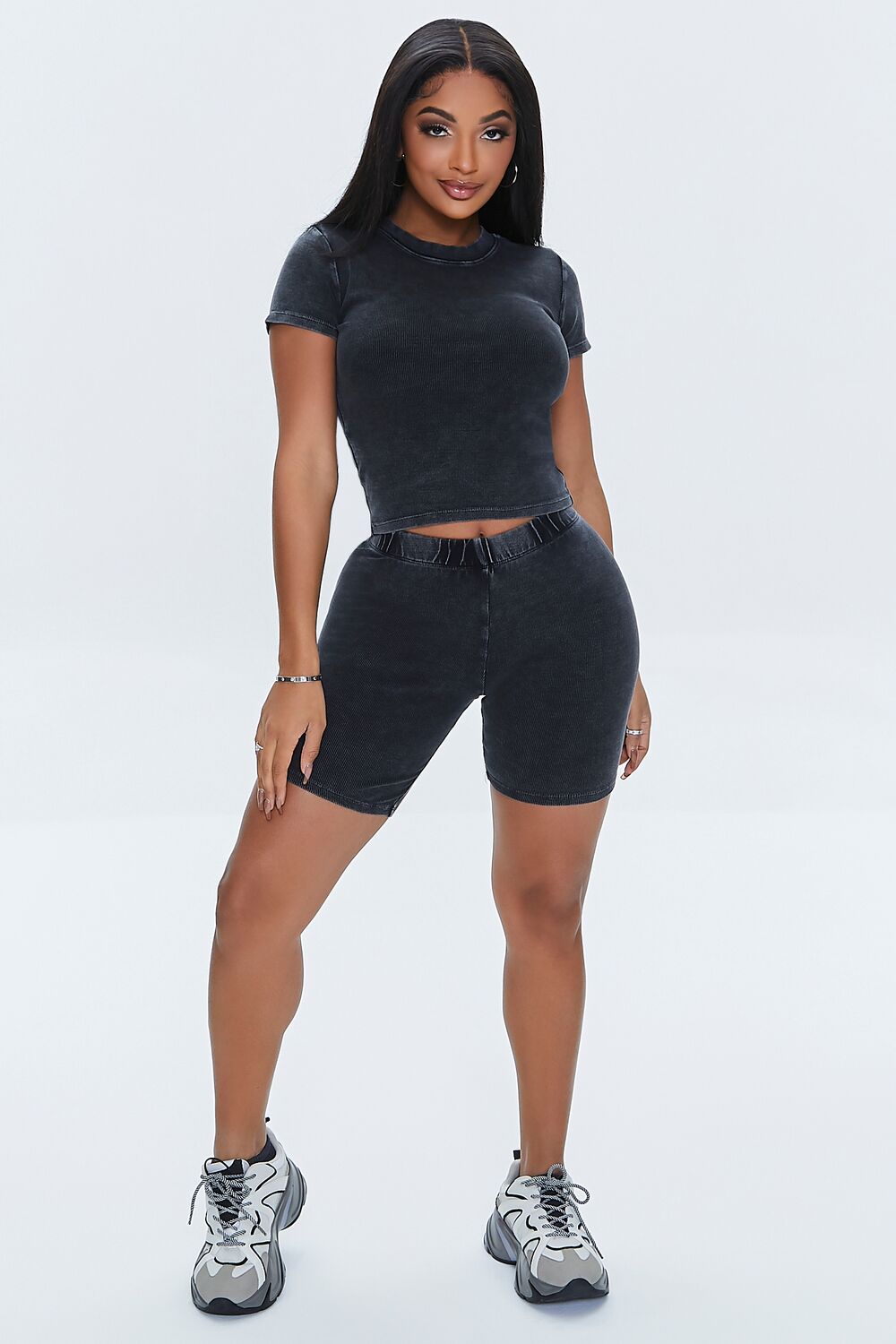 Ribbed High-Rise Biker Shorts-Feelings Star