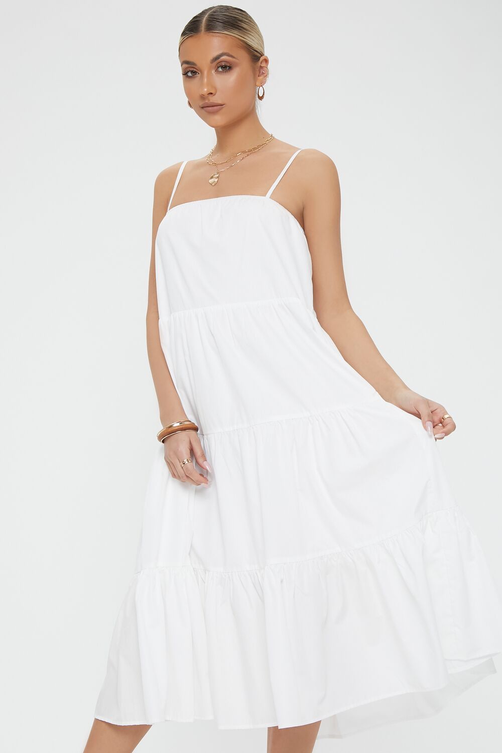 Tiered Flounce Midi Cami Dress-Feelings Star