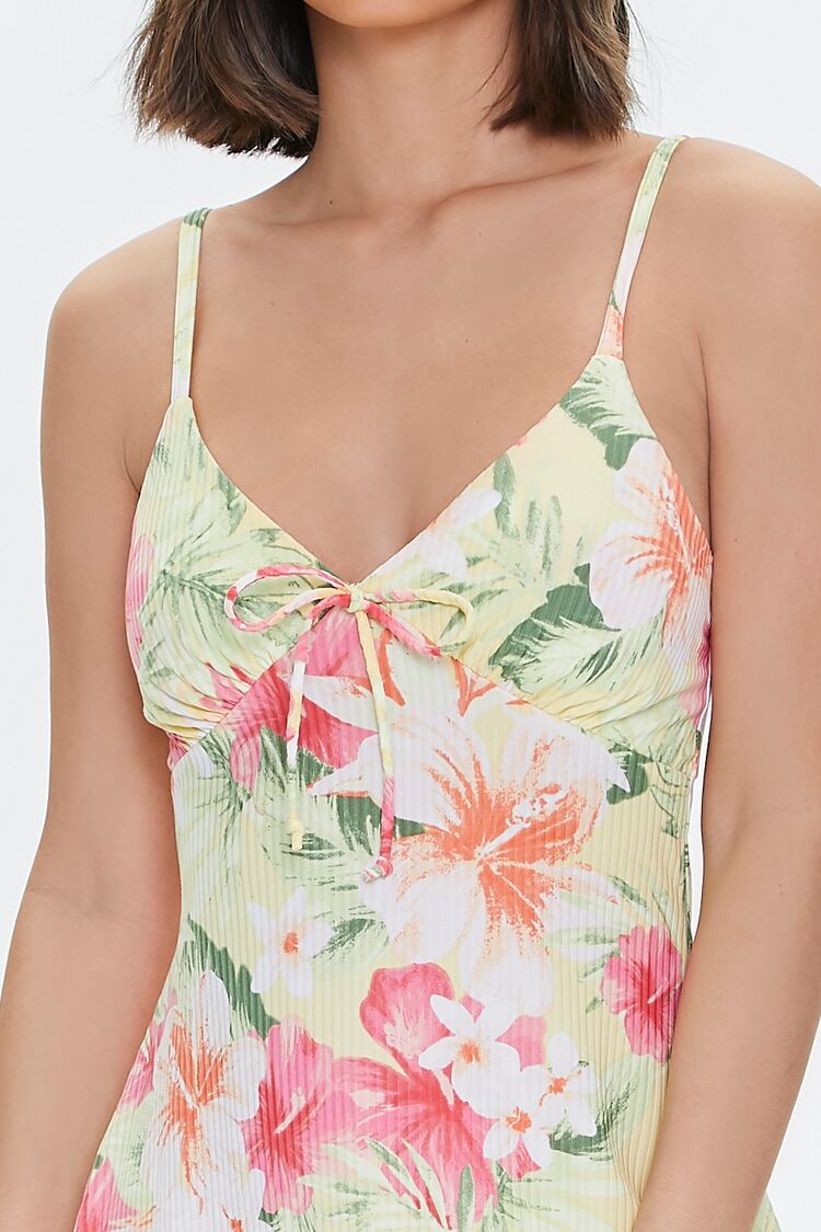 Tropical Floral Print Skater Dress-Feelings Star