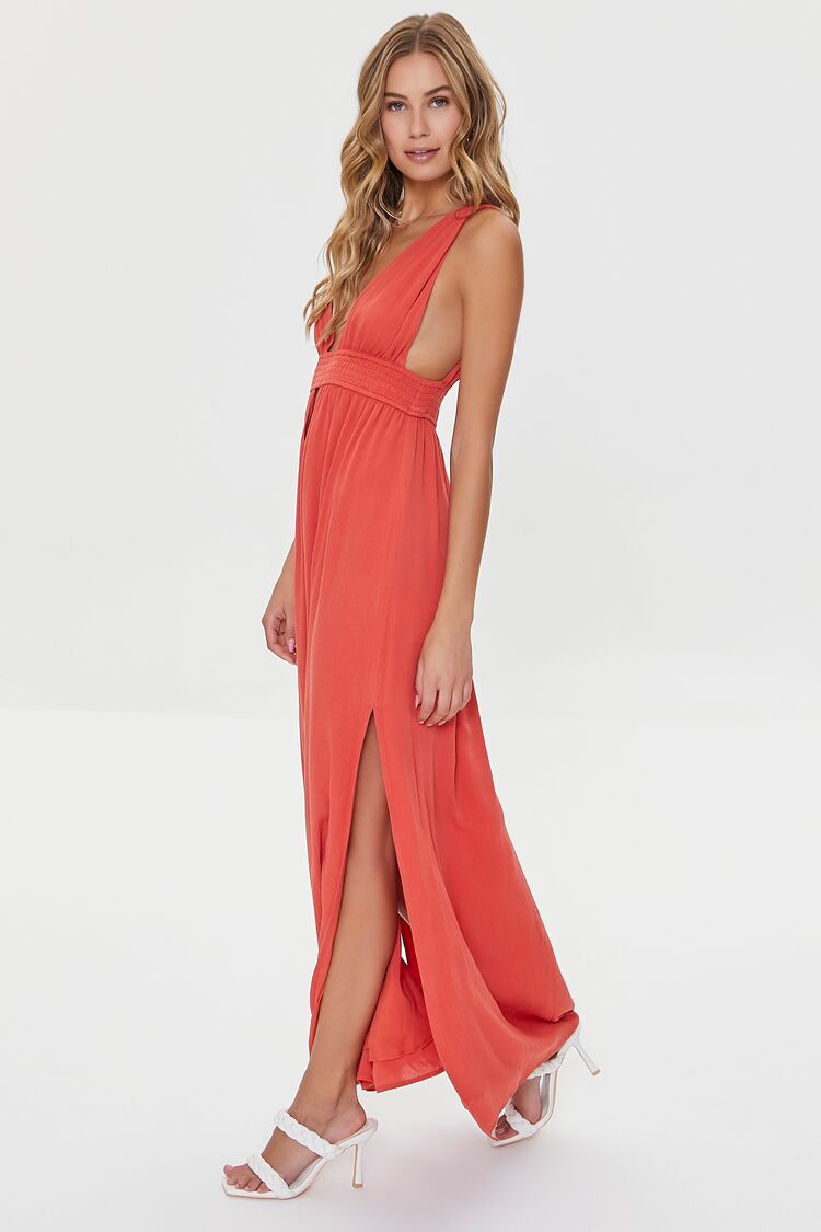 Plunging Slit Maxi Dress-Feelings Star