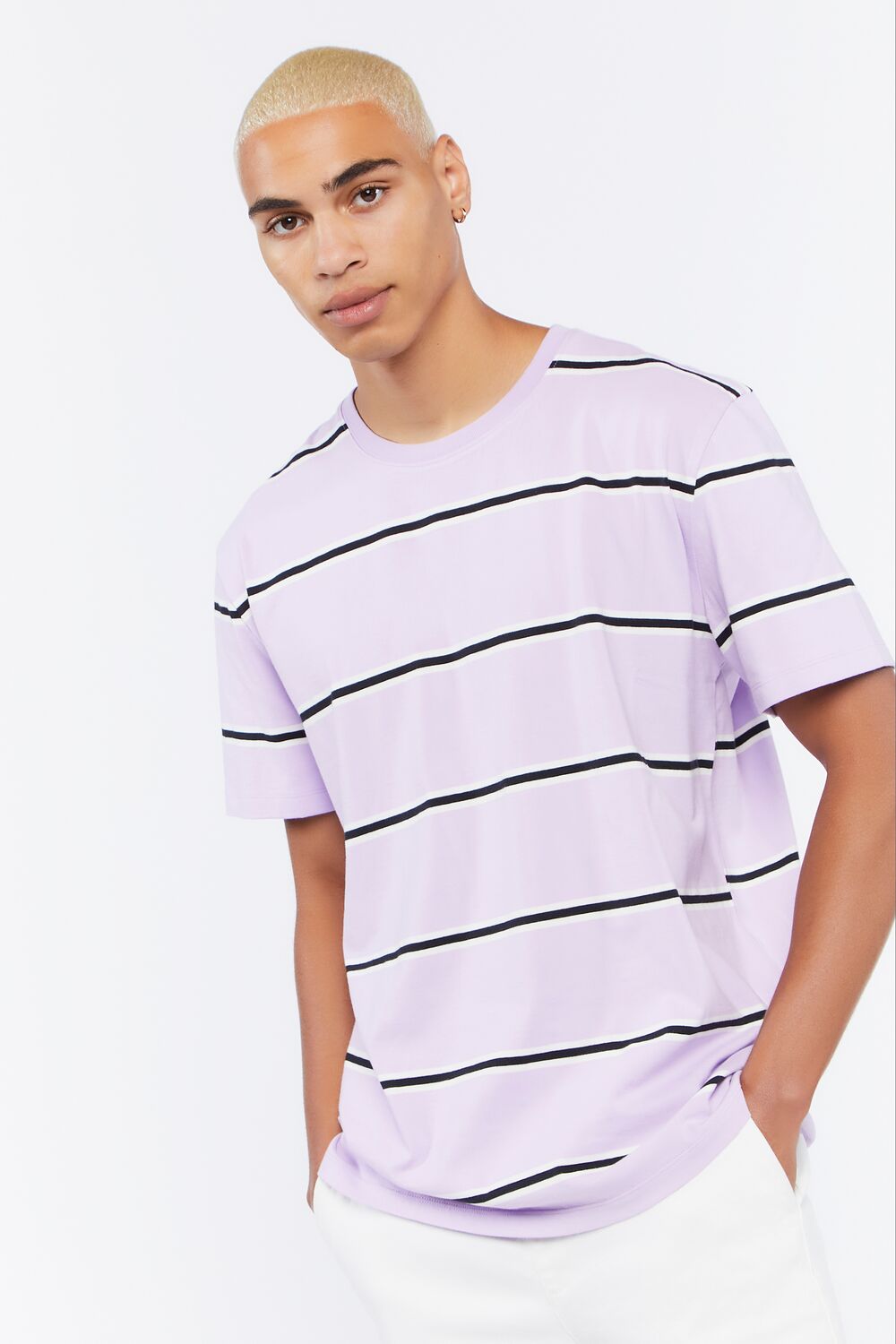 Striped Crew Tee-Feelings Star