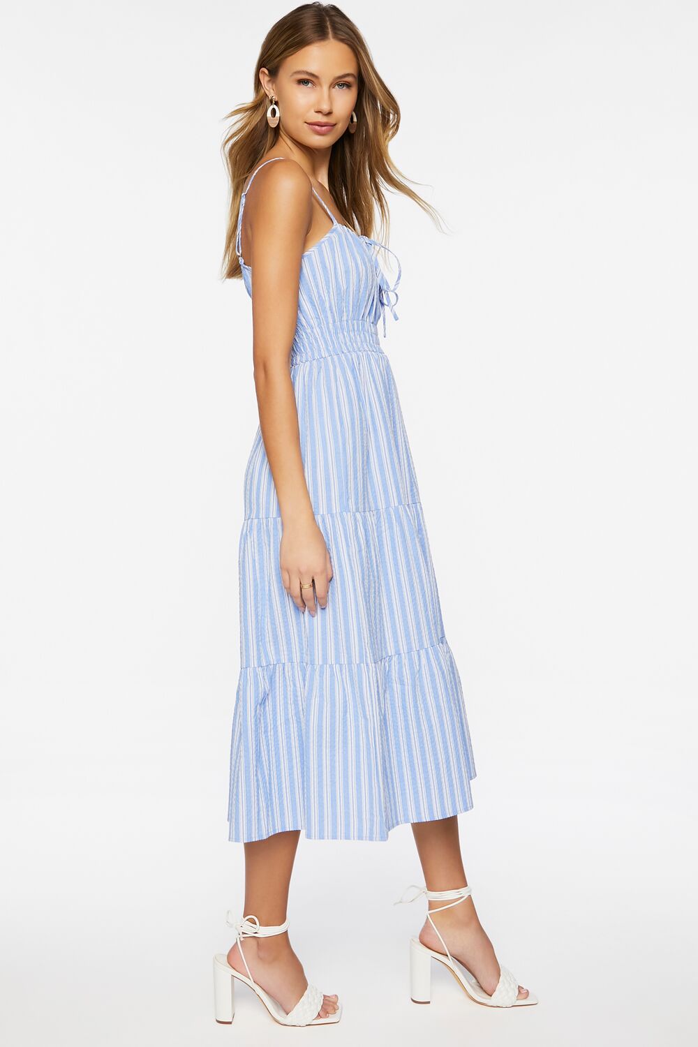 Tiered Striped Midi Dress-Feelings Star