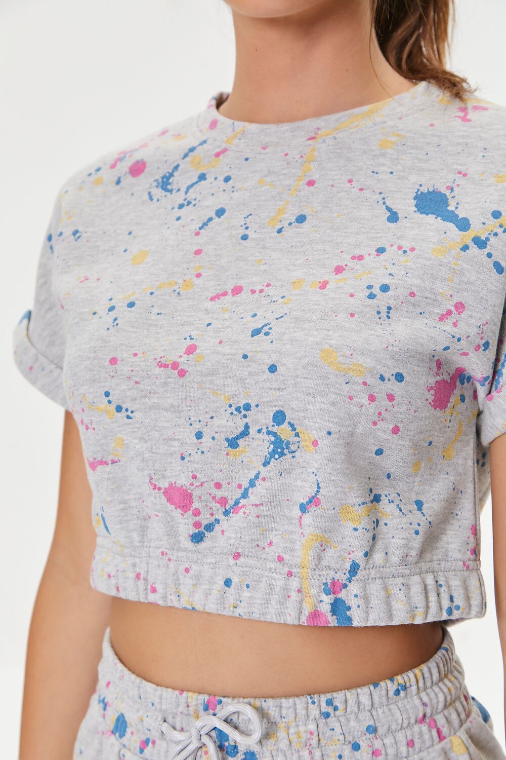 Active Paint Splattered Crop Top-Feelings Star