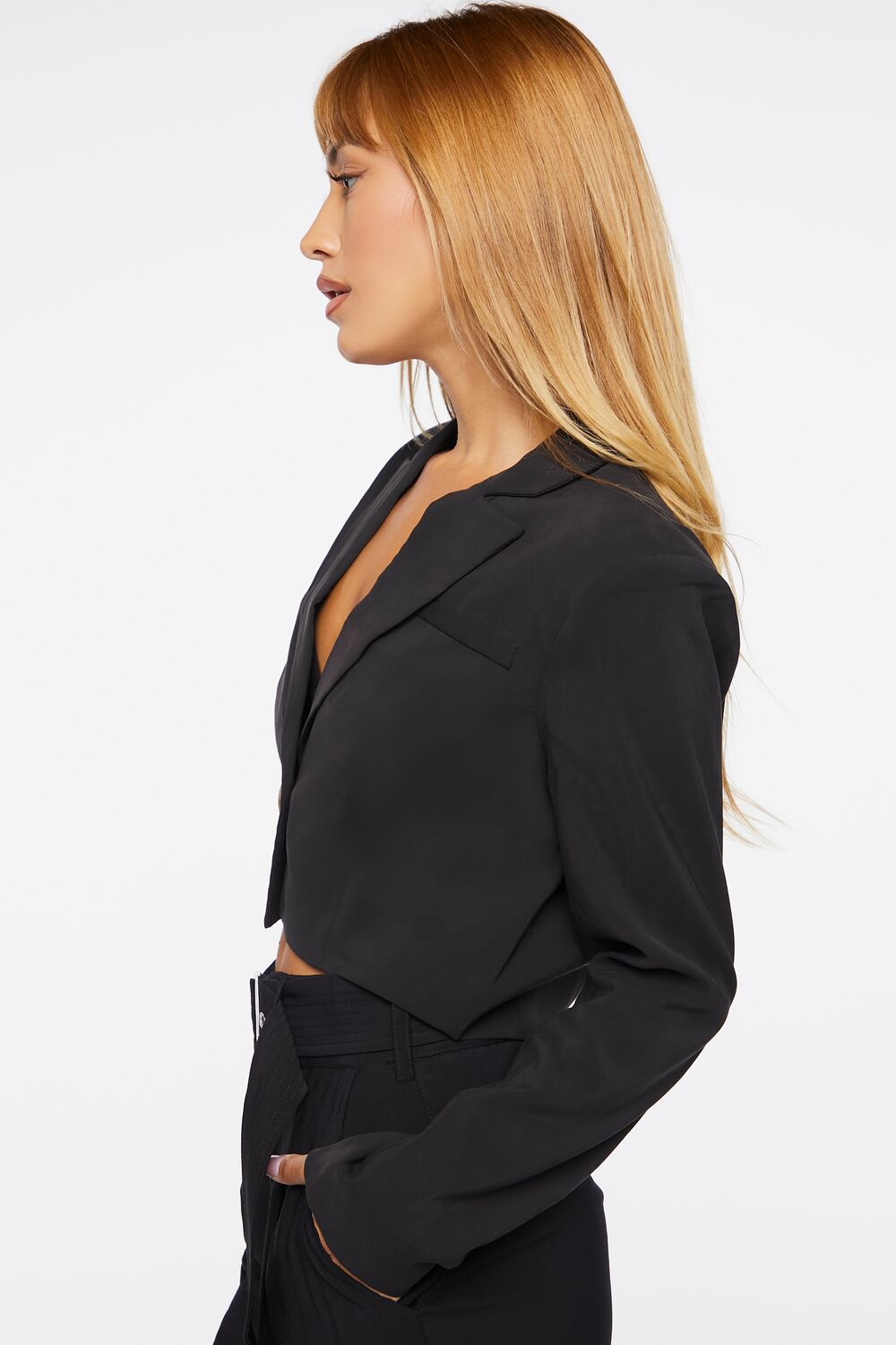 Button-Front Cropped Blazer-Feelings Star