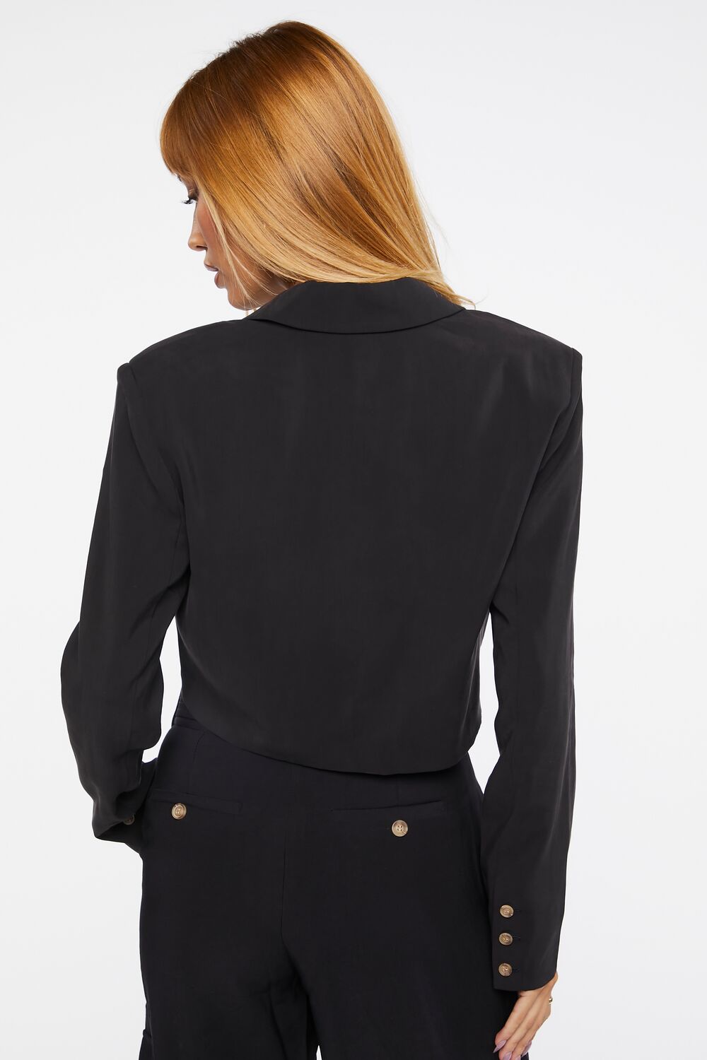 Button-Front Cropped Blazer-Feelings Star